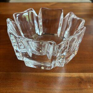 Orrefors Sweden Crystal Bowl - "Corona" Lars Hellstrom Signed